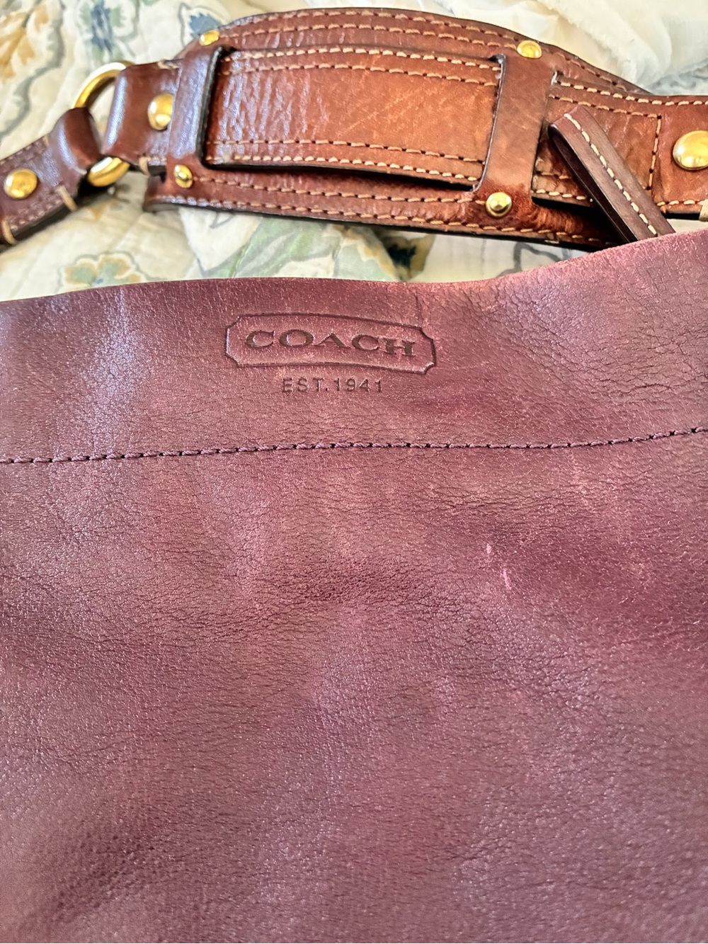 Authentic Coach Carly Y2K Maroon / Brown Leather Slouchy Hobo Shoulder Bag - Picture 9 of 9